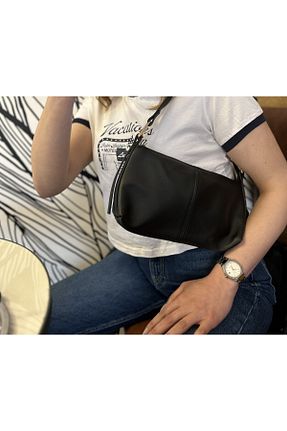 کیف دوشی مشکی زنانه چرم خالص SİNİSA BAG - کد 929706305