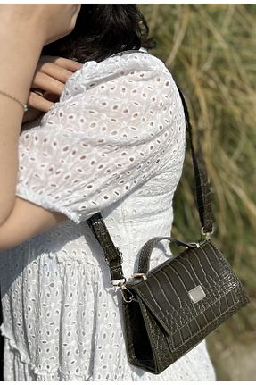 کیف دوشی سبز زنانه چرم مصنوعی SİNİSA BAG - کد 929729277