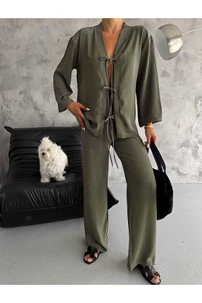 ست بالاتنه و پائین تنه خاکی زنانه بافتنی fh fashionhere - کد 934784253