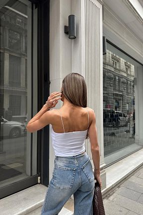 تیشرت سفید زنانه یقه مربعی bysedaortac - کد 934787300