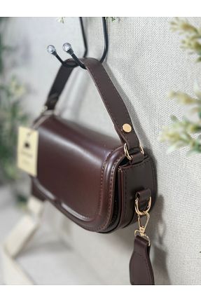 کیف دوشی قهوه ای زنانه چرم مصنوعی SİNİSA BAG - کد 934835600