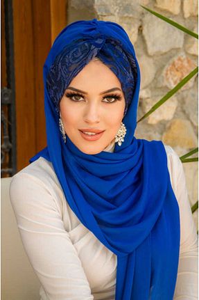 شال سرمه ای زنانه پنبه پلی استر Aişe Tesettür - کد 827248580
