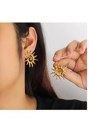 گوشواره جواهر زرد فلزی mos&more - کد 934855159