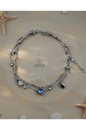 خلخال نقره آبی زنانه ZERİUM - کد 934740202