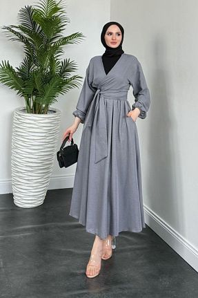 ست بالاتنه و پائین تنه حجاب طوسی 3/4 Boy MERVEN AKYÜZ - کد 934954314
