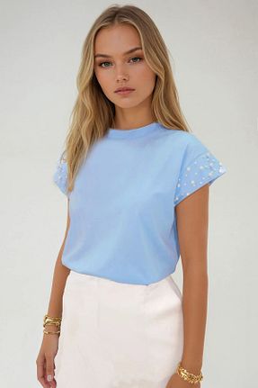 بلوز آبی زنانه ساده Trend Alaçatı Stili - کد 933172728