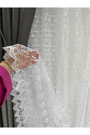 پرده توری سفید ریل دار beatiful - کد 873619576