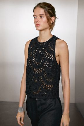 بلوز مشکی زنانه ساده Massimo Dutti - کد 934990247
