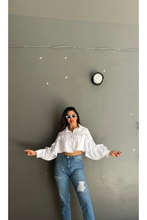 پیراهن سفید زنانه کراپ Butik - کد 935011438