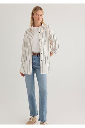 پیراهن سفید زنانه اورسایز Mavi - کد 890885753