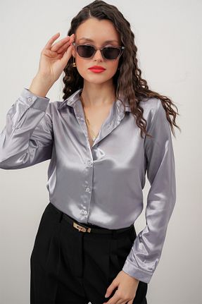 پیراهن طوسی زنانه اورسایز Merterium - کد 902913867