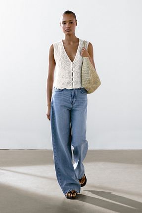جلیقه سفید زنانه پنبه ای Massimo Dutti - کد 934995233