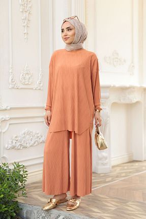 ست بالاتنه و پائین تنه نارنجی زنانه بافتنی LOCCO - کد 934994082