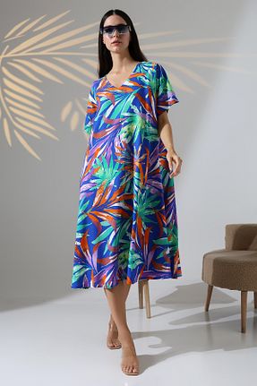 لباس سایز بزرگ سرمه ای زنانه ویسکون LİKAPA - کد 935047456