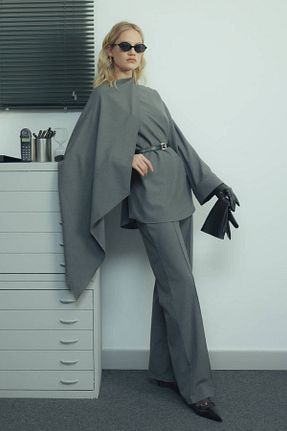 شلوار طوسی زنانه پاچه گشاد BE BLUE - کد 762159138