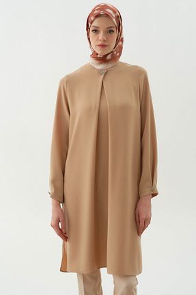 تونیک حجاب بژ زنانه پلی استر Tuğba - کد 936146815