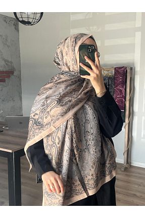 شال بژ زنانه پنبه پلی استر Merwiss - کد 935057216
