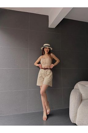 شلوارک و برمودا بژ زنانه مام فیت Genel Markalar - کد 935070469