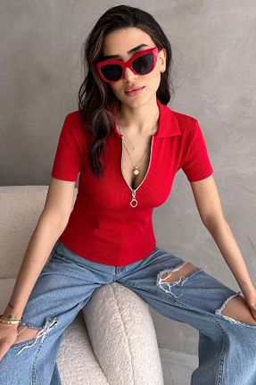 بلوز قرمز زنانه ساده Chicup - کد 935057731