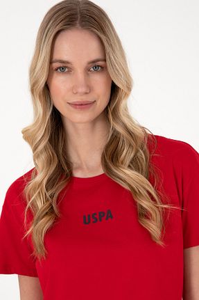 تیشرت قرمز زنانه یقه دوچرخه U.S. Polo Assn. - کد 935134272