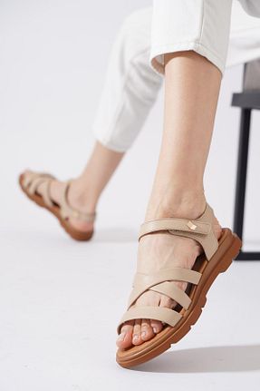 صندل بژ زنانه پاشنه ضخیم Moda Pie - کد 935387371