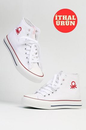 کفش اسنیکر سفید زنانه بند دار Benetton - کد 935143992