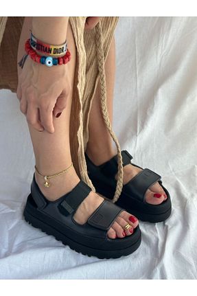 صندل مشکی زنانه پاشنه تخت Shoebutik - کد 935155683