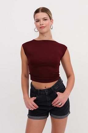 تیشرت زرشکی زنانه رگولار Addax - کد 935157572