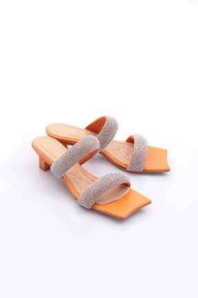 کفش پاشنه بلند کلاسیک نارنجی زنانه چرم لاکی Dgn - کد 936286927