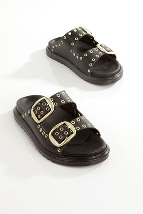 دمپائی مشکی زنانه چرم مصنوعی BAZE SHOES - کد 935273679