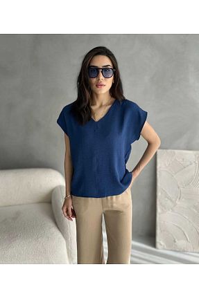 بلوز آبی زنانه ساده Maison La Femme - کد 935260813
