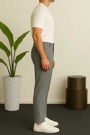 شلوار طوسی مردانه پنبه - پلی استر - الاستین Ser Joven - کد 258466091