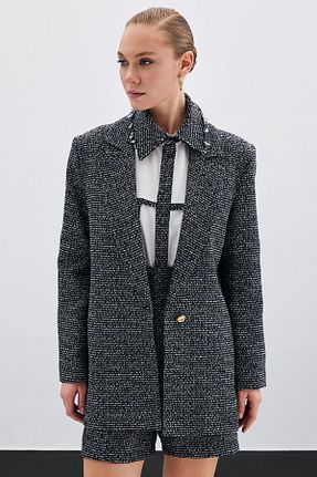 کت سرمه ای زنانه رگولار Sateen - کد 893791039
