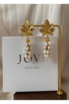 گوشواره مروارید سفید مروارید آب شیرین JOVİ ATELİER - کد 904309514
