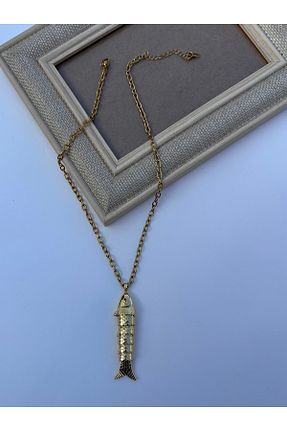 گردنبند استیل ( فولاد ) زرد زنانه استیل (فولاد) YENGEÇ - کد 935342229