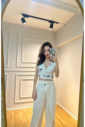 ست بالاتنه و پائین تنه بژ زنانه بافتنی Whıte Aura - کد 935335561