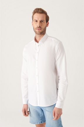 پیراهن سفید مردانه رگولار Avva - کد 729378401