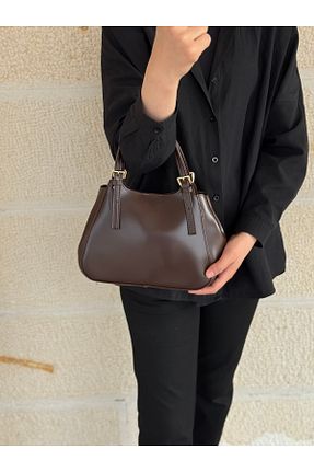 کیف دوشی قهوه ای زنانه چرم مصنوعی MONA - کد 928091004
