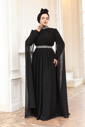 لباس مجلسی حجاب رنگی یقه ایستاده N.S NEVA STYLE - کد 935452709
