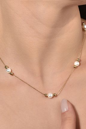 گردنبند مروارید طلائی مروارید فرهنگی Nox Jewelry - کد 934858338