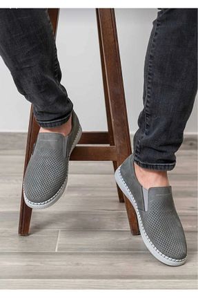 کفش کژوال طوسی مردانه چرم خالص D&M DANİ&MARCA - کد 839231935