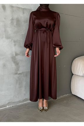 لباس حجاب قهوه ای زنانه اورسایز Aranlı tekstil - کد 935456601