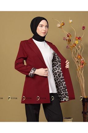 کت بلیزر زرشکی زنانه بافتنی Kivvor - کد 935462398
