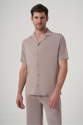 پیراهن بژ مردانه Relaxed wellwe - کد 935460178