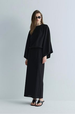 دامن مشکی زنانه کتان Suud Collection - کد 935485976