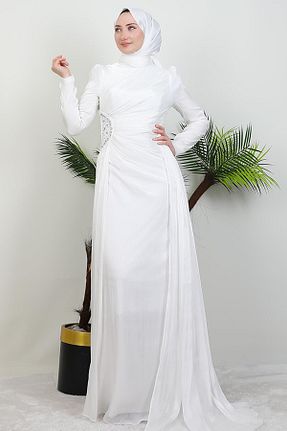 لباس مجلسی حجاب سفید بچه گانه یقه دوچرخه GİYZAMİLA - کد 935488993