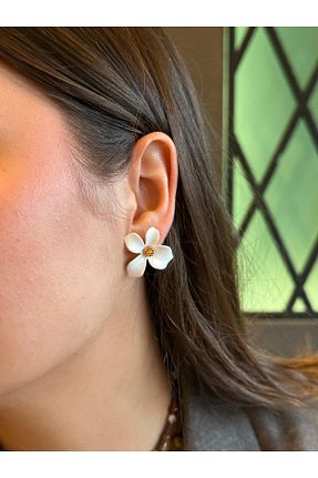 گوشواره جواهر سفید فلزی youngsem - کد 935487623