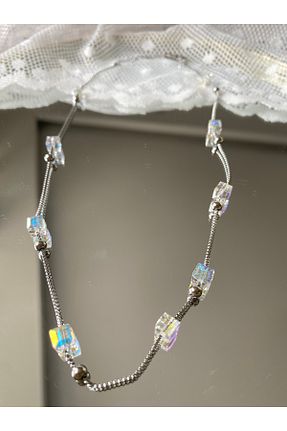 گردنبند جواهر طوسی زنانه روکش نقره Luvitaaksesuar - کد 935496879