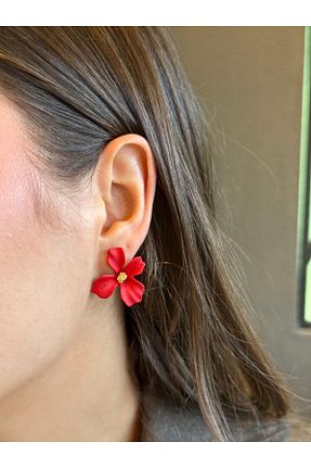 گوشواره جواهر قرمز فلزی youngsem - کد 935487575