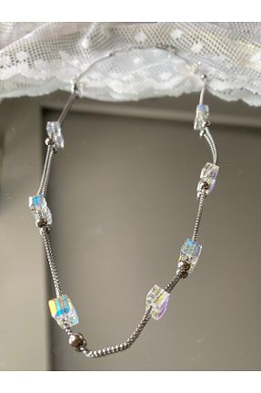 گردنبند جواهر طوسی زنانه روکش نقره Luvitaaksesuar - کد 935496879